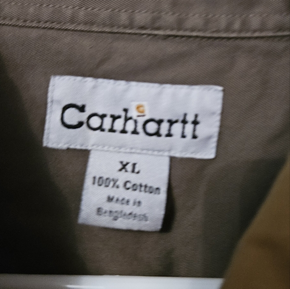 Carhartt mens XL tan long sleeve button down shirt - Picture 4 of 5